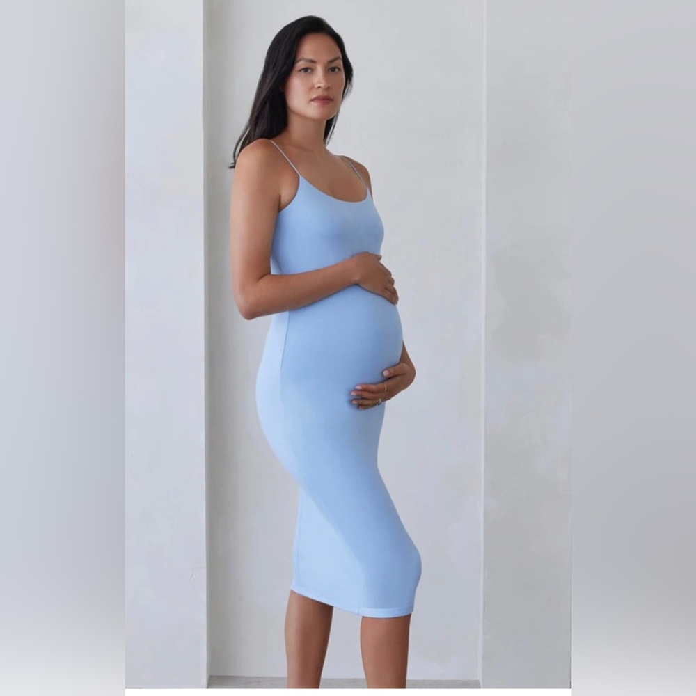 Bumpsuit maternity Brigitte dress powder blue small NWT